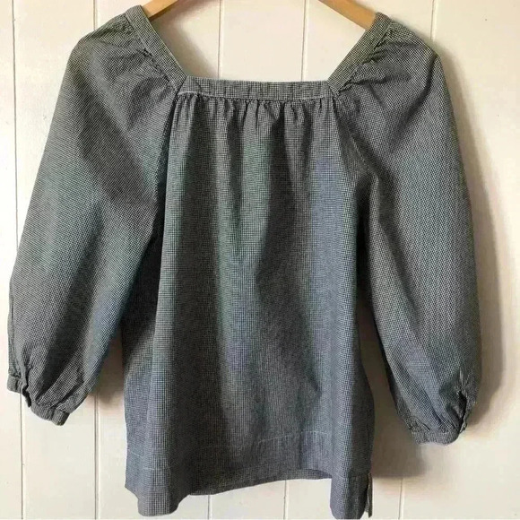 J.Crew 3/4 Sleeve Shepherd’s Check Cotton Top Blouse Size 2 - Picture 7 of 9